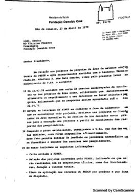 Ofício de Luiz Clemente Mariani Bitencourt para Vinicius da Fonseca sobre aprovação de projetos d...