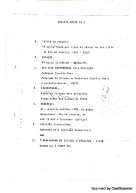 Projeto de pesquisa &quot;A mortalidade por tipos de câncer no município do Rio de Janeiro, 1955 ...