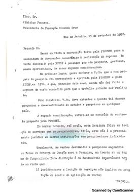 Carta de Leila de A. Linhares Barsted para Vinicius da Fonseca sobre aprovação de verbas para pro...