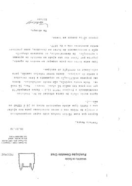 Carta relatando dificuldade de implantação de projeto referente ao Peppe