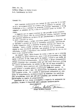 Carta de Noema Eulalia Toscano para Antonio Sergio da Silva Arouca sobre a impossibilidade de con...