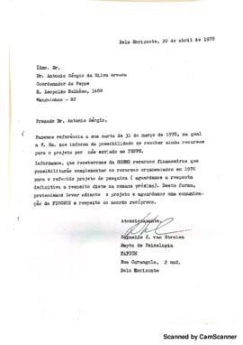 Carta de Cornelis J. Van Stralen para Antonio Sergio da Silva Arouca