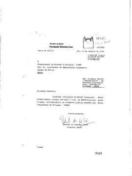 Carta de José Pelúcio Ferreira (Presidente da Finep) para Vinicius da Fonseca (presidente da Fioc...