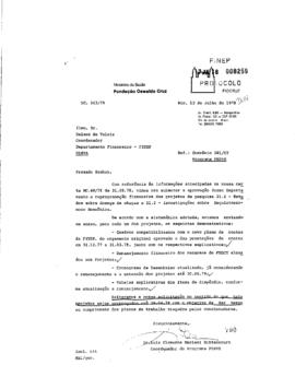 Carta de Luiz Clemente Mariani Bittencourt (coordenador do Peses/Peppe) para Delson de Valois Che...