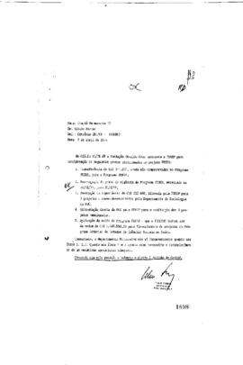 Carta de Silvio Ferraz (coordenador da Área Operativa B da Finep) avisando sobre concordância sob...
