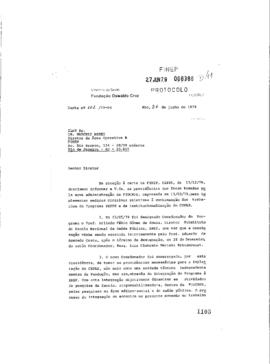 Carta de Guilardo Martins Alves (presidente da Fiocruz) para Marcelo Abreu (diretor da área opera...
