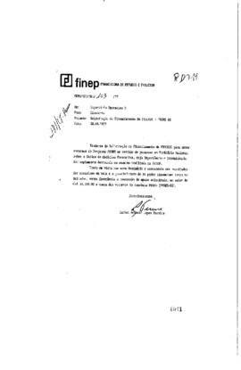 Memorando de Carlos Antônio Lopes Pereira (Supervisor do Fndct) sobre a Importância do apoio fina...