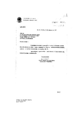 Ofício de Antonio Sérgio da Silva Arouca (coordenador do Peses) para Abelardo Rodrigues (coordena...
