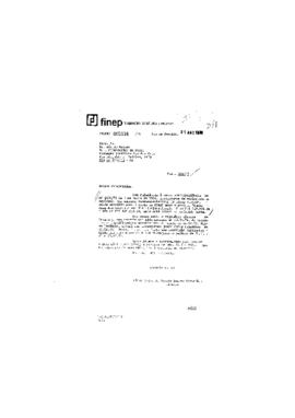 Carta de Fábio Celso de Macedo Soares Guimarães (diretor da Finep) para Sérgio Arouca (coordenado...