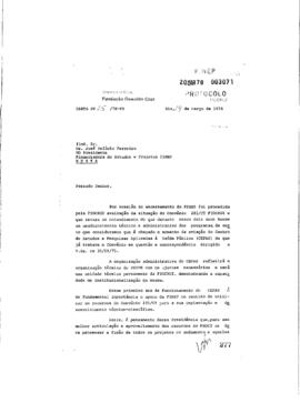 Carta de Vinícius da Fonseca (Presidente Fiocruz) para José Pelúcio Ferreira (presidente Finep)  ...