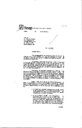 Carta de José Pelúcio Ferreira (presidente da Finep) para Vinicius da Fonseca (presidente da Fioc...