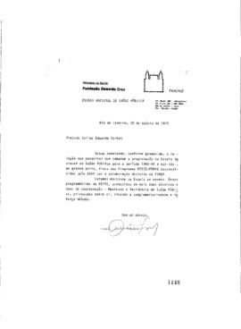 Carta para Carlos Eduardo Corbet exibindo pesquisas que compõem a programação da ENSP para o perí...