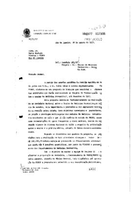 Carta de Guilardo Martins Alves; Antonio Sergio da Silva Arouca (Vice-presidente da Fiocruz ; Coo...
