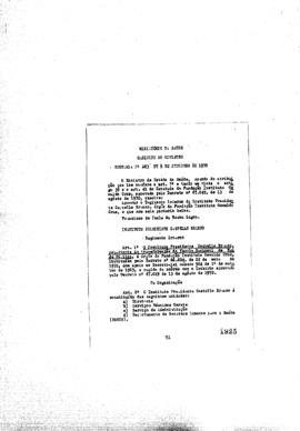 Ministério da Saúde - Gabinete do Ministro: aprovação da Portaria nº 263, 08/10/1970