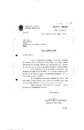 Carta de Antonio Sérgio da Silva Arouca (coordenador do Peses) para Mario Machado (diretor da Fin...